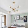 Modern Sputnik Chandelier Lighting Fixture 6 Lights Brushed Brass Chandeliers Mid Century Pendant Light Gold Ceiling Light Fixture for Hallway Bar Kitchen Dining Room (Brushed Brass)