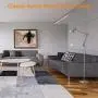LEPOWER Metal Floor Lamp, Adjustable Architect Swing Arm Standing Lamp with Heavy Duty Base, Eye-Caring Reading/Drawing Lamp with On/Off Switch for Living Room, Bedroom, Study Room, Office (Silver)