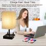 Bedside Lamp, 3 Way Dimmable Touch Control Table Lamp with 2 USB Charging Ports 2 AC Outlets, Nightstand Lamp with Flaxen Fabric Shade Bedroom Lamp for Bedroom Living Room, Reading, Office, Set of 2