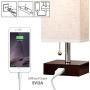 Lifeholder Table Lamp, Nightstand Lamp with USB Charging Port and Warm White Led Bulb, Wooden Claret Base Beside lamp, Modern USB Lamp Perfect for Bedroom, Living Room, or Office
