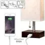 Lifeholder Table Lamp, Nightstand Lamp with USB Charging Port and Warm White Led Bulb, Wooden Claret Base Beside lamp, Modern USB Lamp Perfect for Bedroom, Living Room, or Office