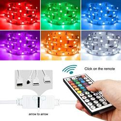 Arbrac Led Strip Lights with Remote Control, 16.4ft RGB 5050 LEDs Color Changing Light Strip Kit, 12V Power Supply Led Lights for Bedroom, Room, TV, Kitchen and Home Decoration Bias Lighting