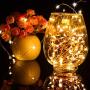 4 PACK LED Light String Battery Powered,50 LEDs on 16.5ft Copper Wire with 8 Modes Remote Control and Timer, Outdoor Christmas Fairy Lights for Bedroom Wedding Party Decor(Warm White)