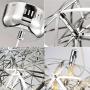 LAKIQ Modern LED Chandelier Lighting Fixture Chrome Stainless Steel Firework Shape Hanging Pendant Lights for Living Room Dining Room Restaurant Bar Cafe Hotel (19.5, White Light)