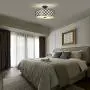 SOTTAE 12'' Luxurious Black Finished Glass Diffuser Semi Flush Mount Ceiling Light,Metal Hanging Fixture Lighting,Glass Diffuser Ceiling Lamp for Bedroom,Living Room,Kitchen, Hallway