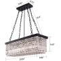 Wellmet Farmhouse Retangle Crystal Chandelier, 5-Light Modern Contemporary Linear Crystal Pendant Light, Hanging Dining Room Chandelier Ceiling Light Fixture for Living Room, Kitchen Island, L30”X W9”