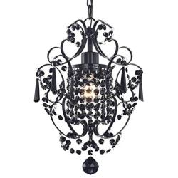 PAPAYA Original Black Crystals Small Chandeliers,Vintage 1-Light Chandelier Ceiling Light Fixture for Kitchen Island…