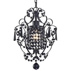 PAPAYA Original Black Crystals Small Chandeliers,Vintage 1-Light Chandelier Ceiling Light Fixture for Kitchen Island…