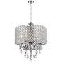DINGGU Chrome Finish 4-Light Round Chandelier Drum Pendant Light Fixture
