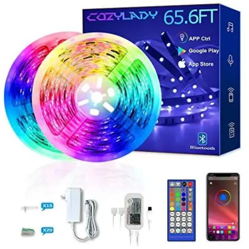 Cozylady LED Strip Lights 65.6Ft Controlled by APP, Remote