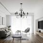 VINLUZ 6 Light Farmhouse Chandelier Matte Black Finish Industrial Pendant Lighting Fixture for Dining Room Rustic Kitchen Island Ceiling Light for Living Room Foyer Bedroom Coffee Bar Restaurant
