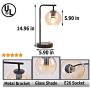 Berliget Industrial Matte Black Metal Glass Desk Table Lamp, Vintage Farmhouse Bedside Table Lamp Nightstand Lamp for Bedroom Dining Room Office