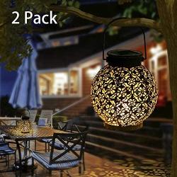 2 Pack Solar Lanterns, Tomshine Outdoor Lantern Warm White Waterproof Patio Decor for Garden Landscape Decoration