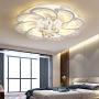 LAKIQ Modern LED Ceiling Light Flush Mount Chandelier Light Fixture Acrylic Crystal Flower Shape Close to Ceiling Lamp for Living Room Bedroom Dining Room(17.7’’, White Light)