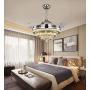 Sweety House 42''Luxury Crystal Ceiling Fan Chandelier with Remote Control LED Lights and Three-Speed Stealth Fan Blade Silent Motor Lighting Chandelier (42 inches-Style 1) (42''Modern Crystal)