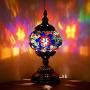 Turkish Moroccan Lamp Marrakech Handmade Mosaic Glass Table Desk Bedside Lamp Night Light for Living Room Bedroom Coffee Table (Blue)