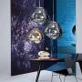 RUNNUP Modern Pendant Light Creative Single Light 12'' Hanging Lamp with Melt Glass Shade in Silver for Dining Rooms,Living Room