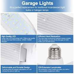 Led Garage Light, Garage Light, Garage Lights Ceiling Led 6000lm 60W Super Bright Garage Light Flex Led Garage Light with 4 Panels Deformable led Garage Lights