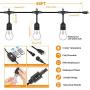 3-Color in 1 Outdoor LED String Lights with Remotes, 48FT Dimmable LED Edison String Light Waterproof, Warm White Daylight White Shatterproof Patio Light String for Café Bistro Pergola Backyard Garden