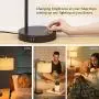 Side Table Lamp with Dual USB Ports, Dimmable Bedside Lamp Modern Nightstand Lamp Desk Reading Lamp with Linen Lampshade for Bedroom, Living Room, Study Room, Office, 8W 2700K LED Edison Bulb Included