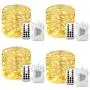 Fairy Lights Battery Operated LED String Lights with Remote 4 Pack 33FT 100 LED 8 Modes Waterproof Silver Wire Firefly Lights for Bedroom Christmas Party Weeding Garden Home Decoration (Warm White)