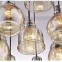 Rectangle 8 Lights Vintage Kitchen Island Cognac Glass Chandelier Pendant Lighting Fixture, Black Finish Flush Mount Ceiling Lights for Island, Dining Room, Cafe, Bar