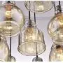 Rectangle 8 Lights Vintage Kitchen Island Cognac Glass Chandelier Pendant Lighting Fixture, Black Finish Flush Mount Ceiling Lights for Island, Dining Room, Cafe, Bar