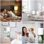 Touch Control Table Lamp, 3 Way Dimmable Nightstand Lamp with 2 USB Charging Ports, Green Glass, Silver Base, Fabric Shade Desk Reading Light for Bedroom Living Room, LED Bulb Included
