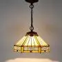 Tiffany Hanging Light W12H32 Inch Amber Stained Glass Pendant lamp 1E26 Hexagon Style S011 WERFACTORY Series Lamps Chandelier Ceiling Fixture Kitchen Island Bar Hallway Living Room Dining Room Loft