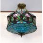 LITFAD Tiffany Ceiling Light 19.69''Height 5-Lights Pendant Light with Splendid Baroque Pattern Glass Shade 110V-120V Ceiling Hanging Light for Living Room Bedroom Hotel
