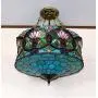 LITFAD Tiffany Ceiling Light 19.69''Height 5-Lights Pendant Light with Splendid Baroque Pattern Glass Shade 110V-120V Ceiling Hanging Light for Living Room Bedroom Hotel