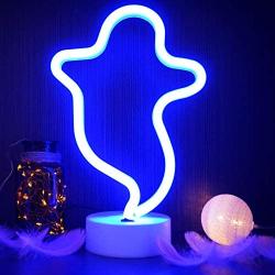 YIVIYAR Ghost Neon Night Light LED Sign, USB/Battery Ghost Decor Halloween Party Decorations Halloween Office Decorations Halloween Home Decor Halloween Decorations Indoor Halloween Party Decor(Ghost)