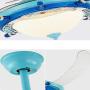 LITFAD Modern LED Ceiling Light Nautical Style Reversible Dome Shade Metal Hanging Ceiling Fan Light with Invisible Blade Flushmount Pendant Light for Living Room Kids Bedroom Childrens Room - Blue