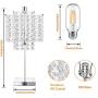 Touch Control Crystal Table Lamp with Dual USB Charging Ports, 3-Way Dimmable Bedside Desk Lamp, Decorative Nightstand Lamp with Elegant Lampshade for Living Room Bedroom Office, T45 LED Bulb Included