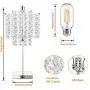 Touch Control Crystal Table Lamp with Dual USB Charging Ports, 3-Way Dimmable Bedside Desk Lamp, Decorative Nightstand Lamp with Elegant Lampshade for Living Room Bedroom Office, T45 LED Bulb Included