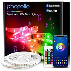 Phopollo Bluetooth Led Strip Lights, 65.6ft Flexible Led Lights with Phone Control and 24 Keys Remote for Bedroom, House, Holiday Decoration