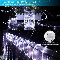 66Ft LED Rope Lights Outdoor 2 Pack Totally 132Ft, Daylight White 335 LEDs Waterproof Fairy String Light 8 Modes Flexible Dimmable Plug-in Twinkle Rope Lights for Bedroom Patio Wedding Christmas Party