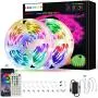 50ft Led Strip Lights, Leeleberd Music Sync Color Changing Led Light Strips, App Control and Remote, Led Lights for Bedroom Living Room Party Home Decoration