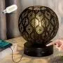 Lifeholder Bedside Lamp, Modern Globe Touch Lamp with Dual USB Ports, 3 Way Dimmable Table Lamp Include Edison Bulb, Decorative USB Lamps for Bedroom,Living Room,Office (Black)