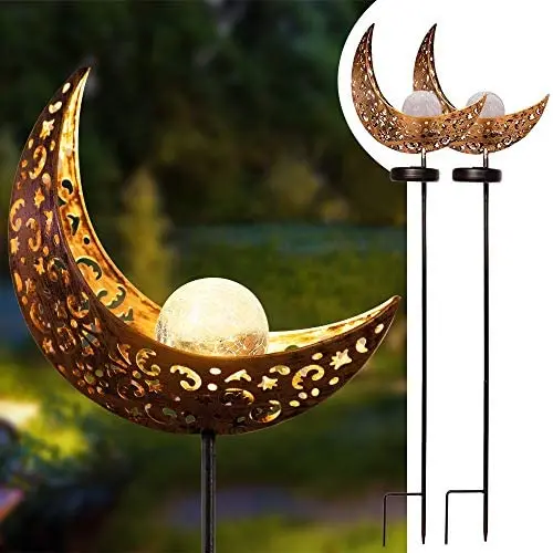 EOYIZW Garden Decor, 32'' (2 Pack) Garden Solar Lights Outdoor Decor, Crystal Glass Globe Metal Moon Stake Light, Yard Art Decorations Ornaments Light Warm White LED for Lawn, Patio, Pathway EOYIZW Garden Decor, 32'' (2 Pack) Garden Solar Lights Outdoor Decor, Crystal Glass Globe Metal Moon Stake Light, Yard Art Decorations Ornaments Light Warm White LED for Lawn, Patio, Pathway