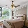SOZOMO 42'' Modern Ceiling Fan, Indoor Antique Brass Ceiling Fan with Blown Splicing Glass Lampshade, Pull Chain Ceiling Fan Light Fixture For Bedroom, Dining Room. (5 Wooden Blades)