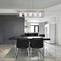 FIMITECH Chandeliers Contemporary Rectangle 5-Light Dining Room Lighting, Adjustable Rods, Fixtures Hanging, Ceiling Light Kitchen Island Cage Pendant Lights with Glass Shade (Brushed Nickel)