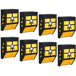 DBF Outdoor Solar Fence Lights, Waterproof Solar Deck Lights Wall Mount LED Decorative Lighting Auto On/Off Solar Patio Lights for Garden Yard Post Decor, 8 Pack (Warm Light)