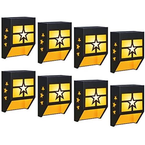 DBF Outdoor Solar Fence Lights, Waterproof Solar Deck Lights Wall Mount LED Decorative Lighting Auto On/Off Solar Patio Lights for Garden Yard Post Decor, 8 Pack (Warm Light)