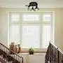 Ganeed Industrial Ceiling Light,3-Light Rustic Semi Flush Mount Ceiling Light Fixture,Metal Cage Pendant Lighting Lamp for Kitchen Living Room Hallway Stairway Garage, E12,Black Painting Finish