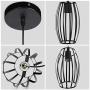 Pendant Light Fixture Industrial Hanging Lighting Fixture for Kitchen, Dining Room, Hallway, Adjustable Retro Hanging Ceiling Light Fixture Rustic Black Metal Oval Chandelier