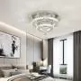 Modern Crystal Ceiling Light with Dimmable Remote Control, Stainless Steel Luxury Flush Mount LED Chandeliers Ceiling Light Fixture, Ideal for Dining Room, Bedroom, Hallway, Living Room