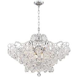 Petunia Chrome Chandelier 28'' Wide Clear Crystal 12-Light Fixture for Dining Room House Kitchen Island Entryway Bedroom Living Room - Vienna Full Spectrum