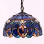 Tiffany Hanging Light W12H32 Inch Blue Purple Cloudy Stained Glass Pendant lamp 1E26 S558 WERFACTORY Series Lamps Chandelier Ceiling Fixture Kitchen Island Bar Hallway Living Room Dining Room Loft