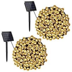 Toodour Solar Christmas Lights, 2 Packs 72ft 200 LED 8 Modes Solar String Lights, Waterproof Solar Outdoor Christmas Lights for Garden, Patio, Fence, Balcony, Christmas Tree Decorations (Warm White)